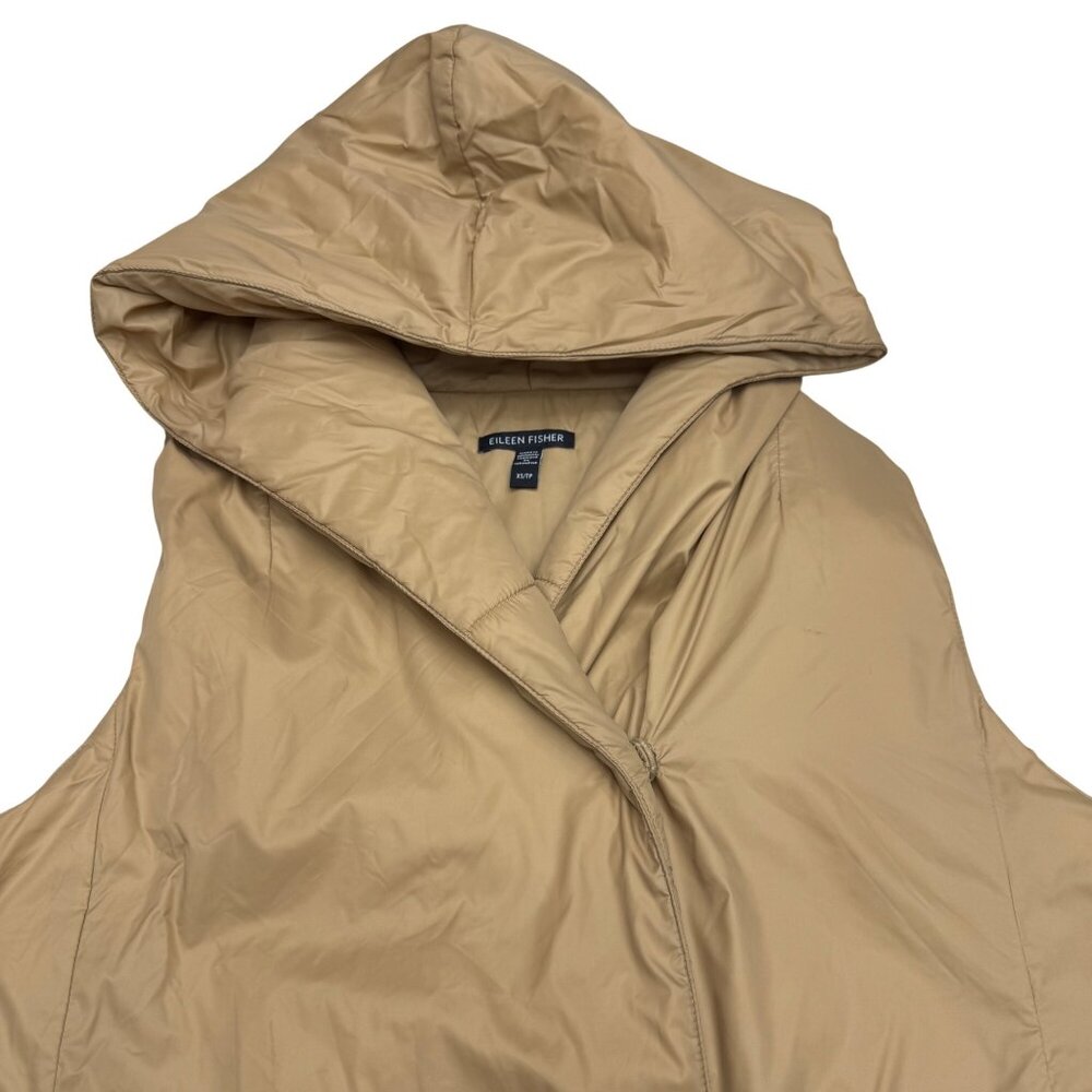 Eileen Fisher Recycled NylonHooded Vest Women's Jacket In Honey, Size XS - Picture 3 of 9